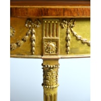 A George III Satinwood Marquetry Giltwood and Composition Demi-Lune Side Table 