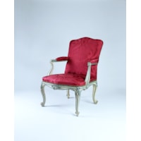 A PAIR OF GEORGE III BLUE AND WHITE PAINTED ARMCHAIRS  From Easton Neston House Attributed to John Cobb