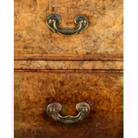 A George I Period Burr Walnut Giltwood and Brass Mounted Bombe Bureau Cabinet