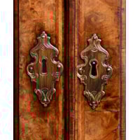 A George I Period Burr Walnut Giltwood and Brass Mounted Bombe Bureau Cabinet