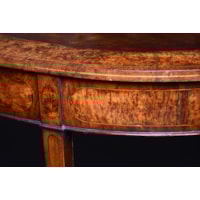 A Pair of George III Period Mahogany And Burr Yew Wood Semi Elliptical Side Tables