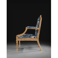 A Pair of George III Period Carved and Gilded Armchairs attributed to John Linnell