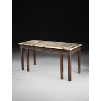 A GEORGE II PERIOD CARVED MAHOGANY SIDE TABLE  with Breccia Marble Top