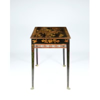 A Regency Period Japanned Centre Table with Bamboo Frieze