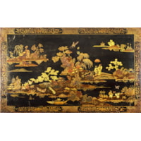 A Regency Period Japanned Centre Table with Bamboo Frieze