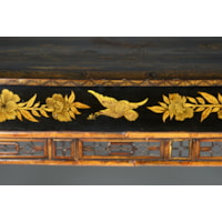 A Regency Period Japanned Centre Table with Bamboo Frieze