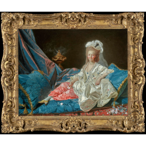 'La Turque', presumed portrait of Mademoiselle Duthé (1748-1830), mistress of the Comte d'Artois, full-length, reclining on an 'ottomane'