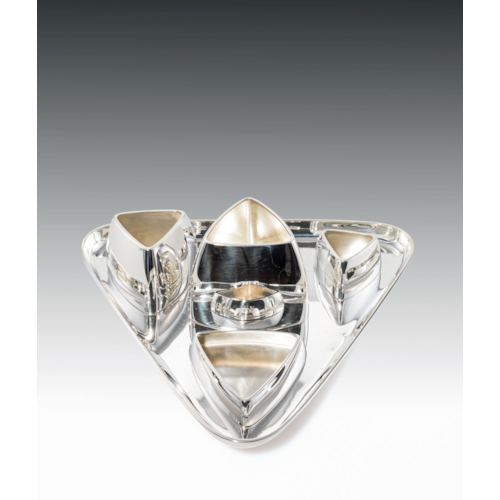 FIVE-PIECE SMOKING SET consisting of: tray, 2 ashtrays, cigarette tray, cigar tray