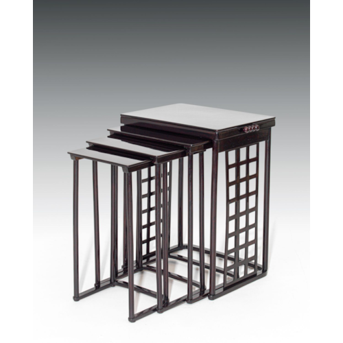 NESTING TABLES WITH SQUARE LATTICEWORK