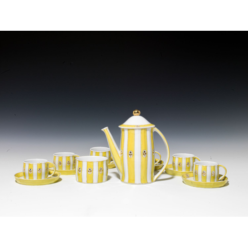MOCHA SERVICE "MERKUR“ consisting of: 6 cups, 6 saucers, mocha pot, sugar bowl, 1 lid