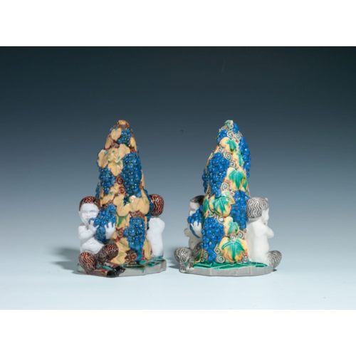 PAIR OF CENTREPIECES "FAUN AND GRAPEVINE"