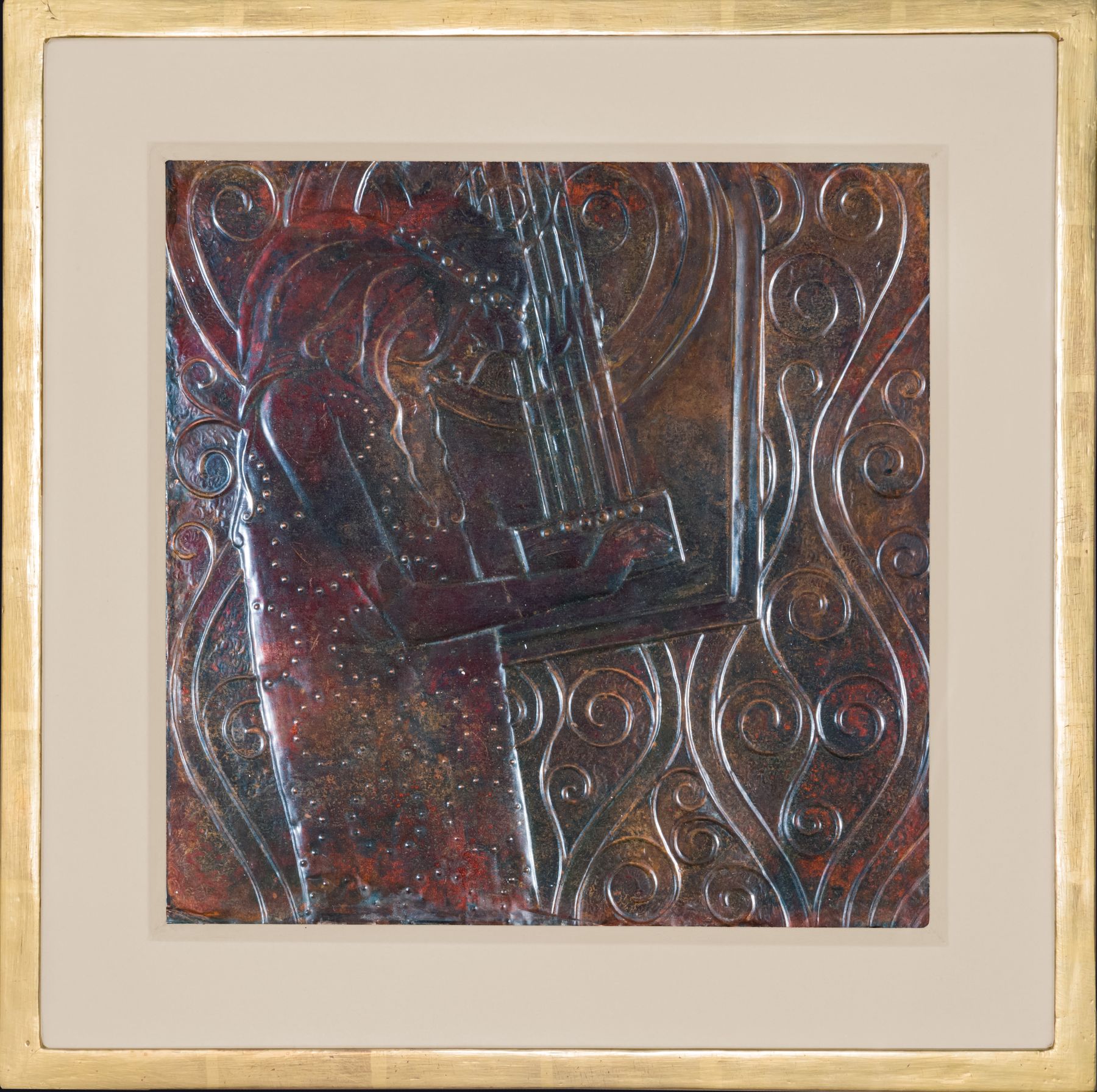A pair of reliefs after the Beethoven frieze representing “Poetry” and “Strength”