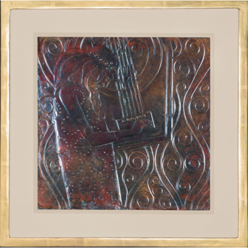 A pair of reliefs after the Beethoven frieze representing “Poetry” and “Strength”