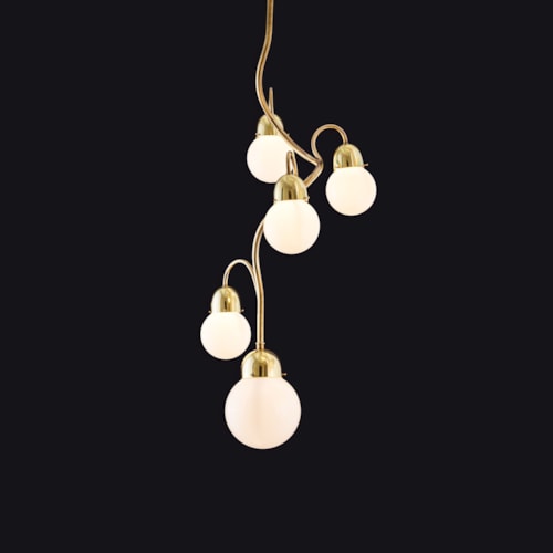 FLORAL CHANDELIER WITH SPHERICAL SHADES