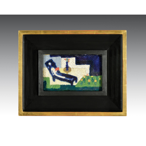 ENAMEL PICTURE “RECLINING WOMAN“