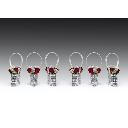 THREE PAIRS OF POINTED OVAL SILVER BASKETS