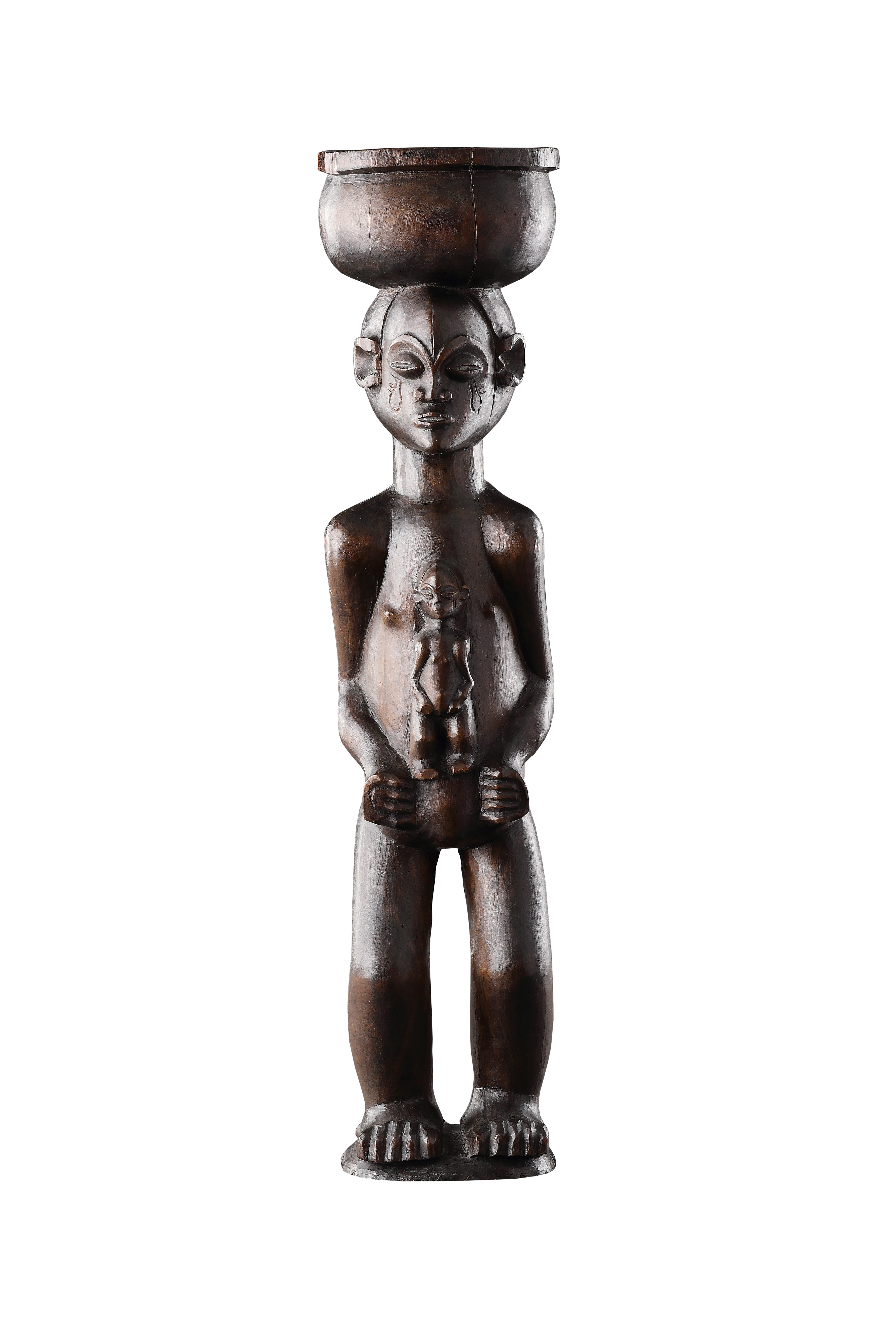 A Large Finely Carved ‘Cup Carrier’ of a Women with Child