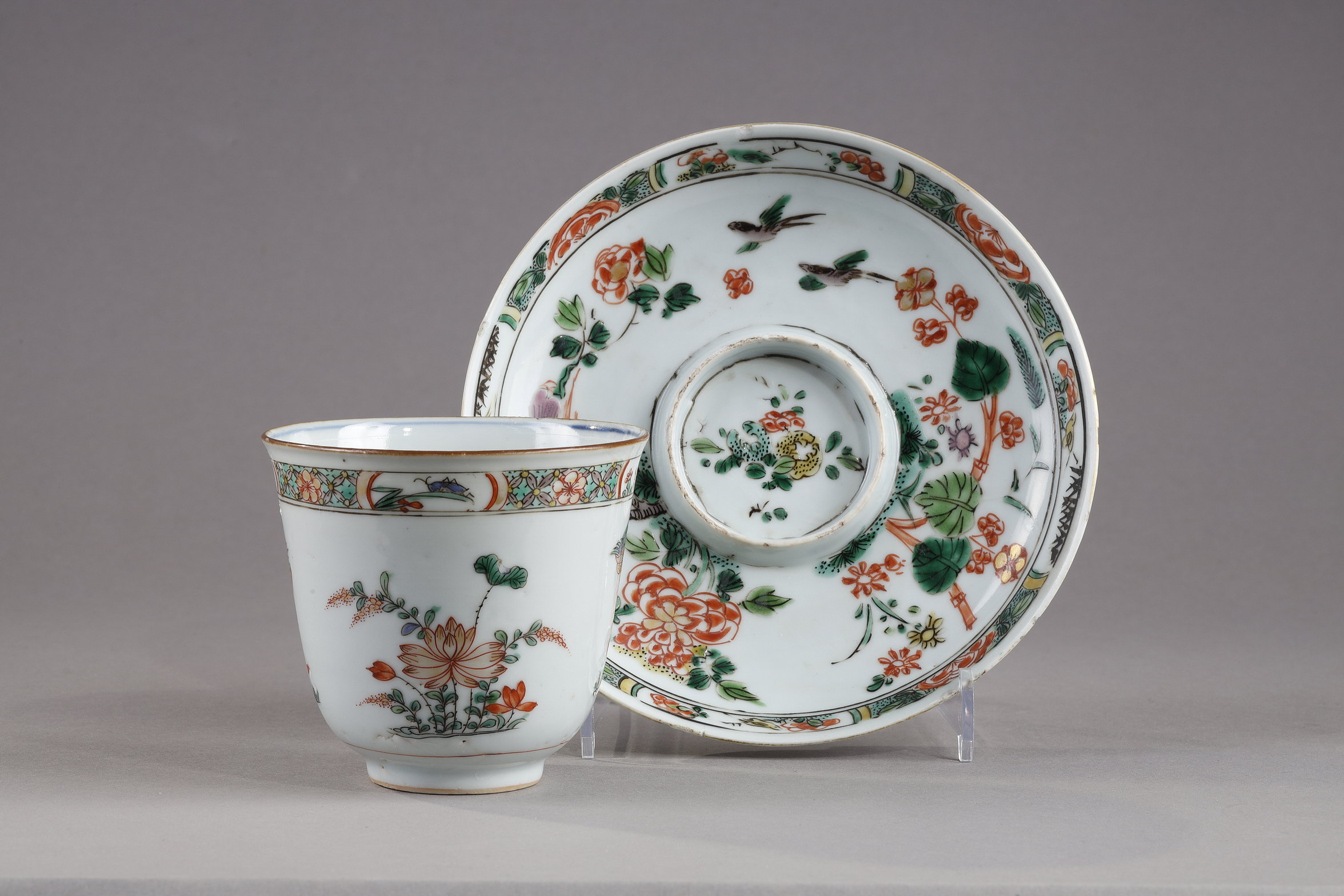 cup and saucer called Trembleuse porcelain of the Famille Verte - China Kangxi period 1662/1722