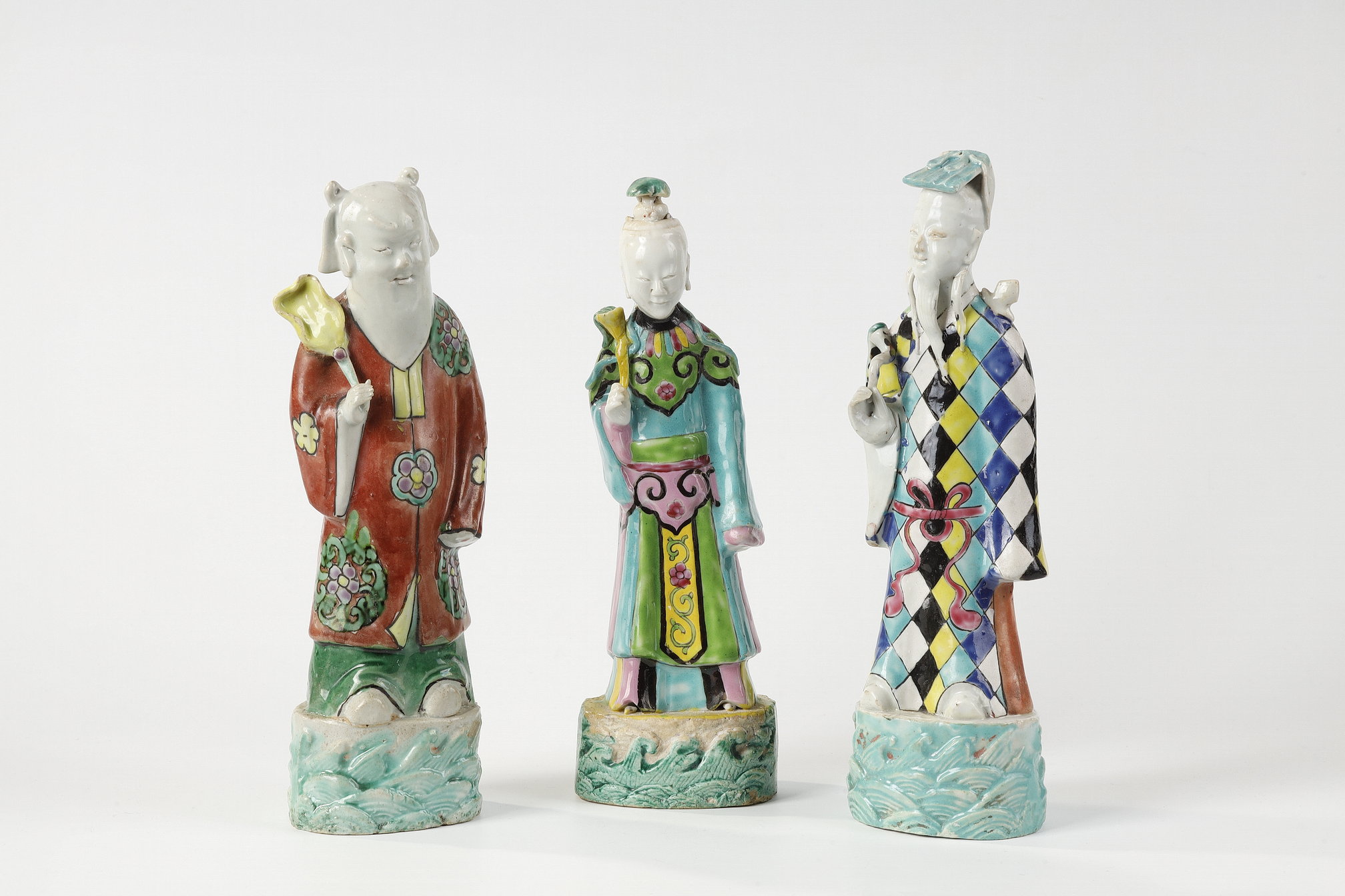  statuettes representing immortals in porcelain enameled in polychromy China around 1790