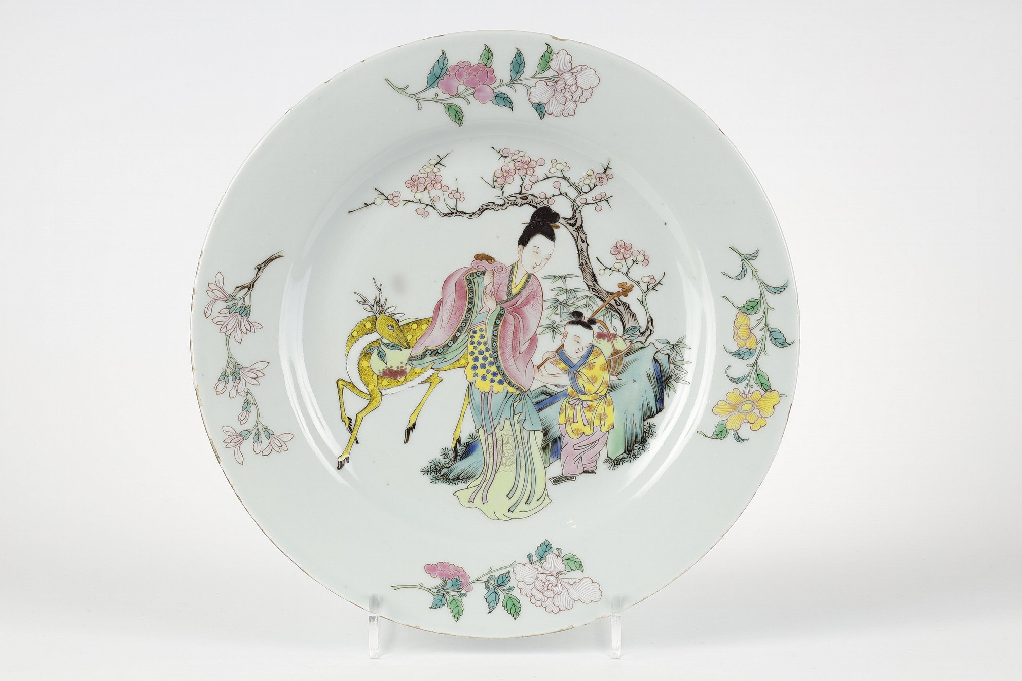 Dish porcelain Famille Rose with Magu divinity  - Yongzheng period 1723/1735