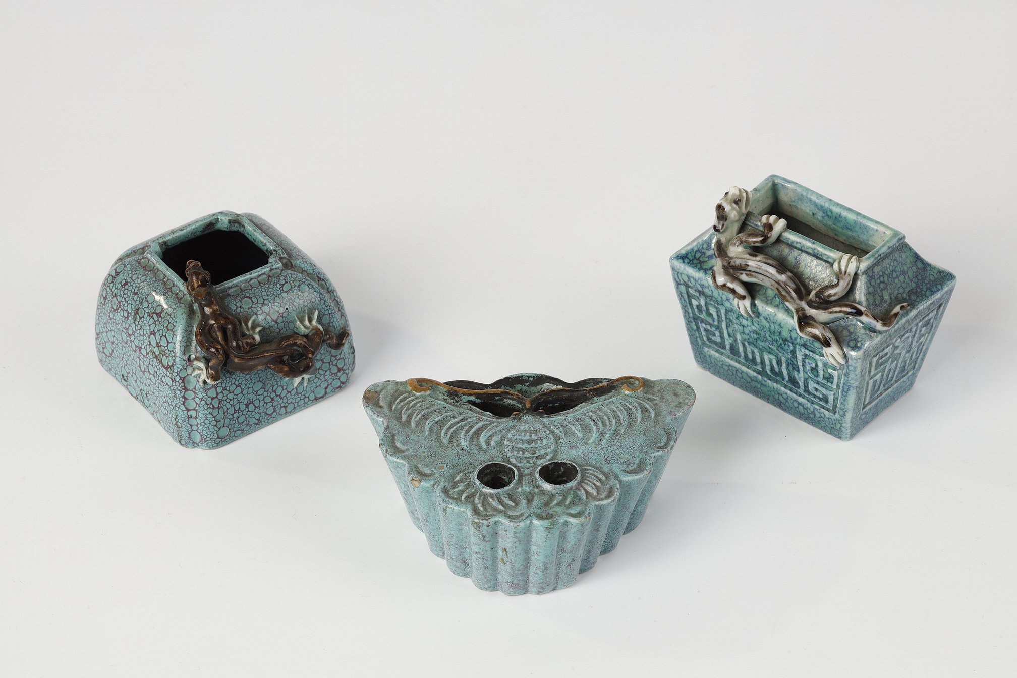 Three pieces for  scolars in porcelain robin egg - China 19th century
