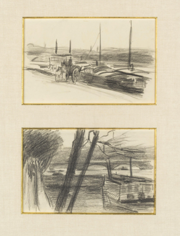 Péniche et charrette & Le pont sur la Seine, 1894