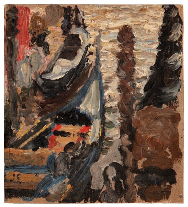 Gondels vastgebonden aan een ‘palina’ - Venetië, 1912