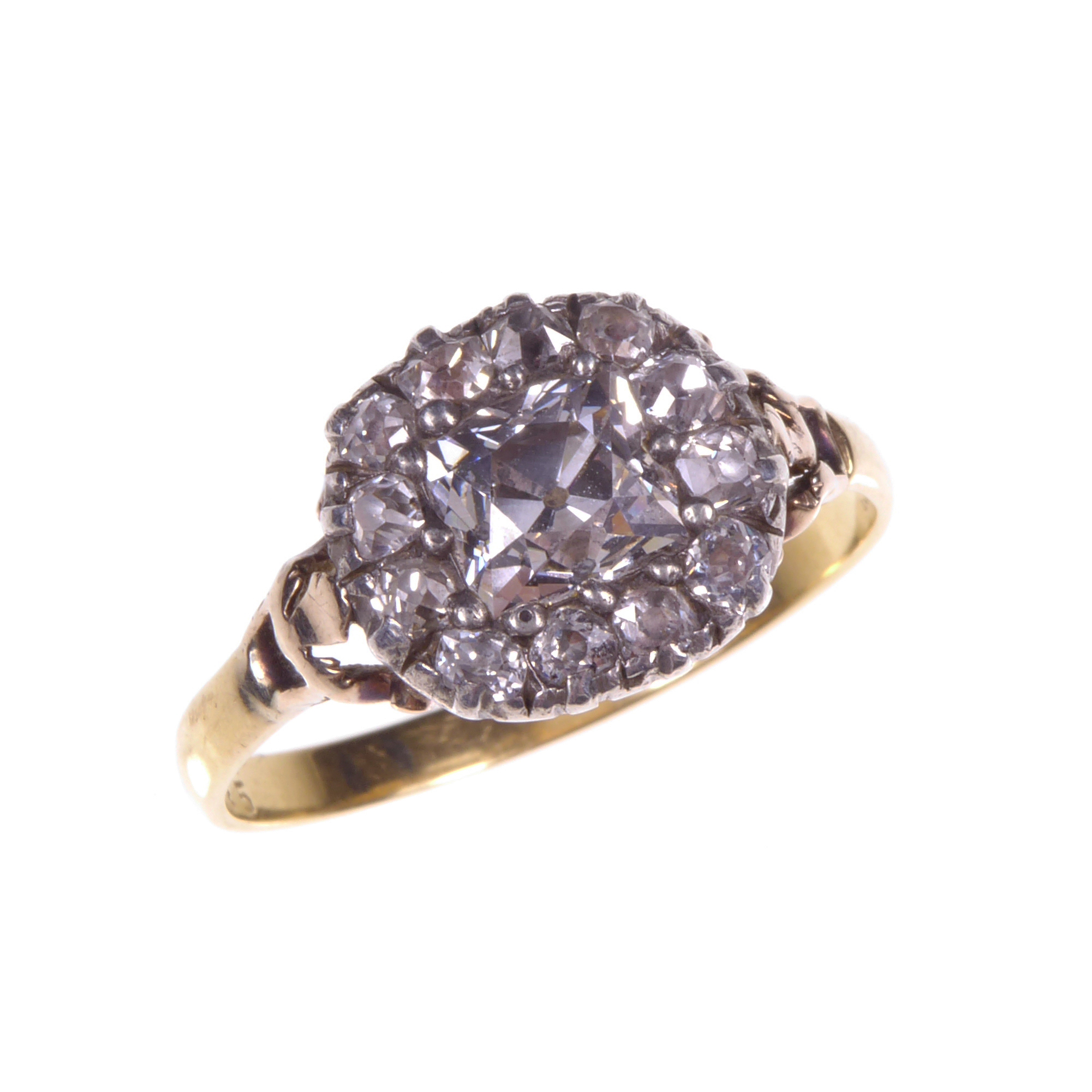 Cushion cut diamond cluster ring