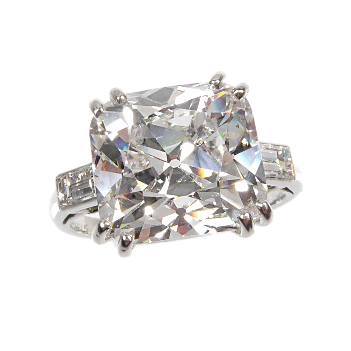 Art Deco single stone cushion cut diamond ring