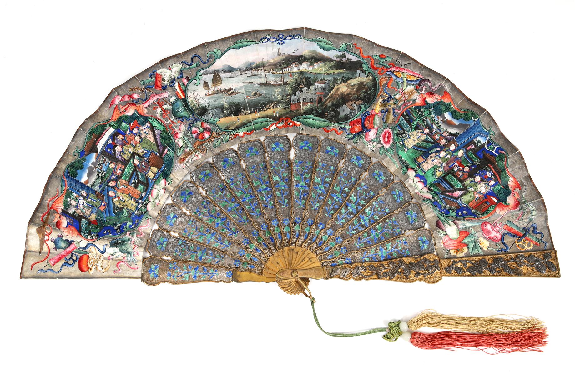 ‘Mandarin’ folding fan with a view of the Pearl River Delta