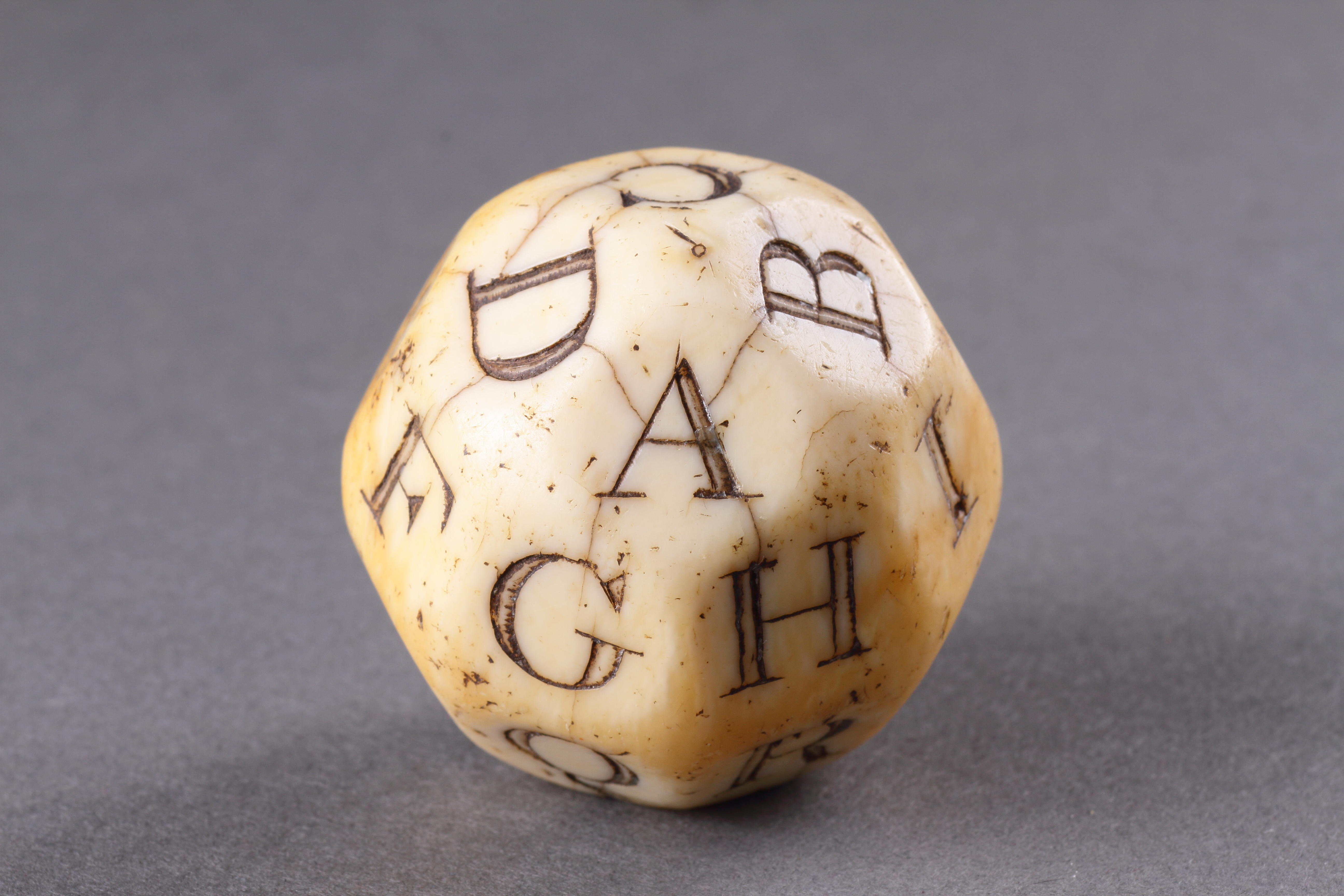 A Rare Marine Ivory Educational Throwing Dice Etched with the Letters ...