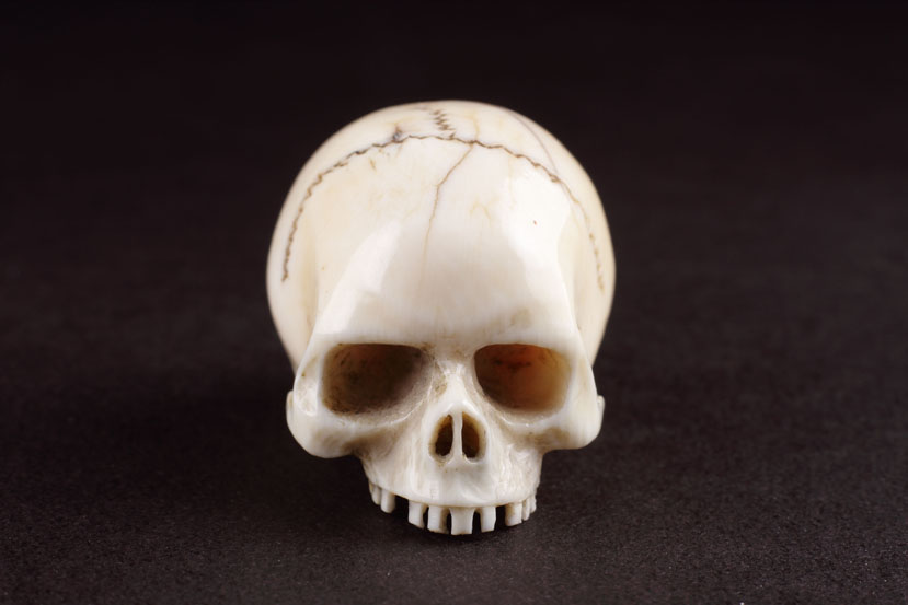 Japanese Carved Ivory Memento Mori Netsuke in the Form of a Skull ...
