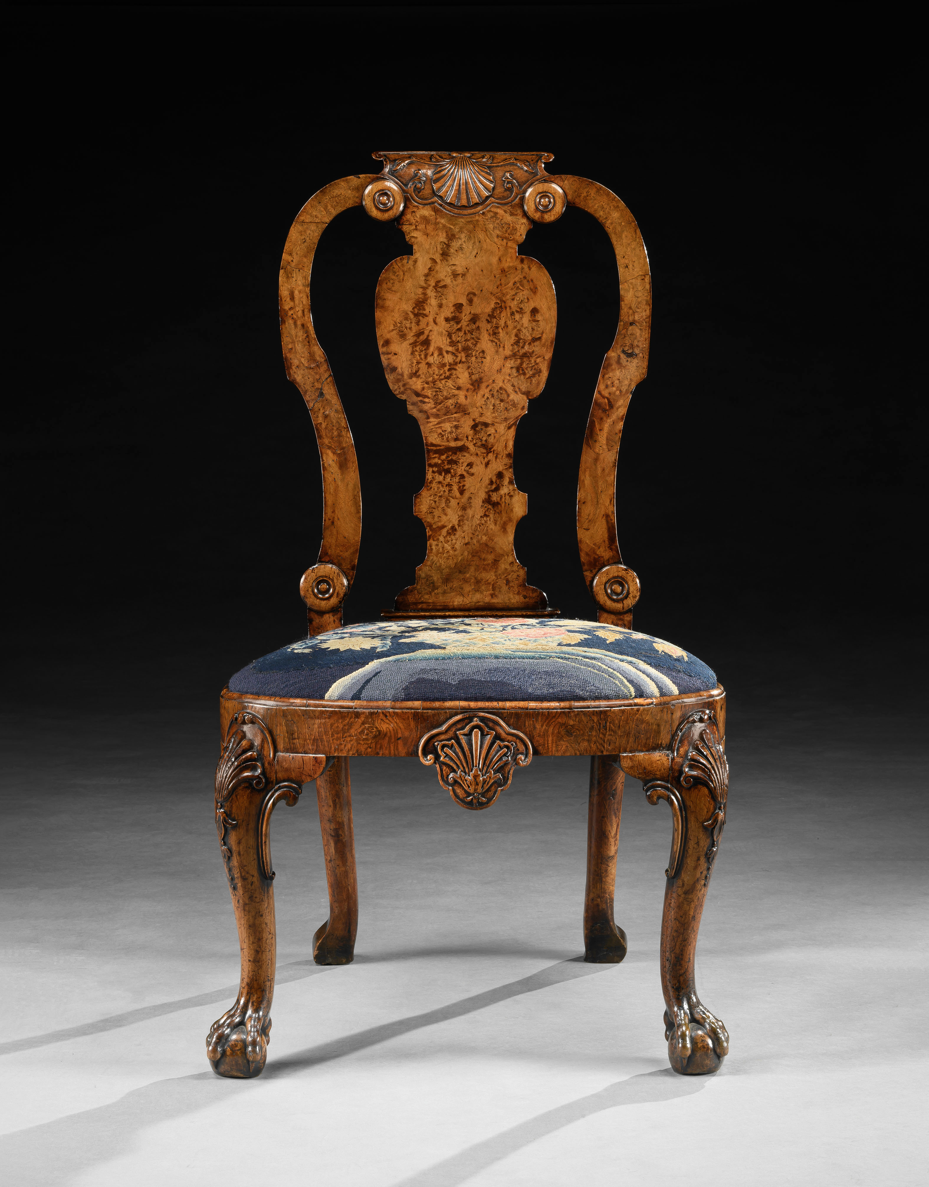 A PAIR OF GEORGE II BURR WALNUT SIDE CHAIRS Attributed to Giles Grendey ...