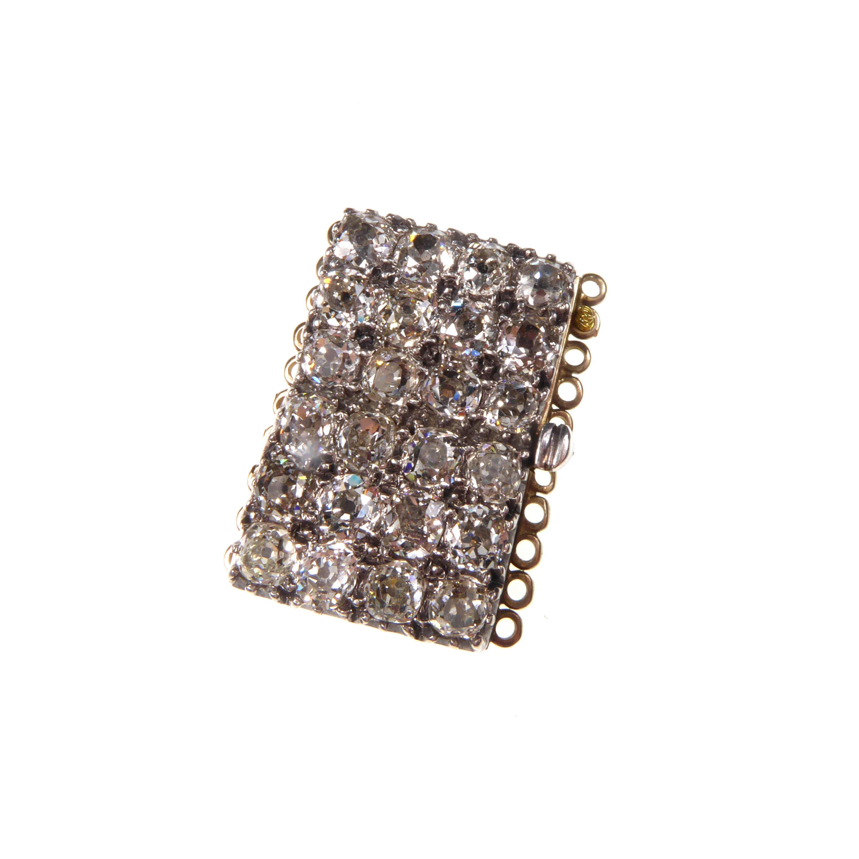 19th century pave diamond set rectangular panel clasp, c.1860, with ...