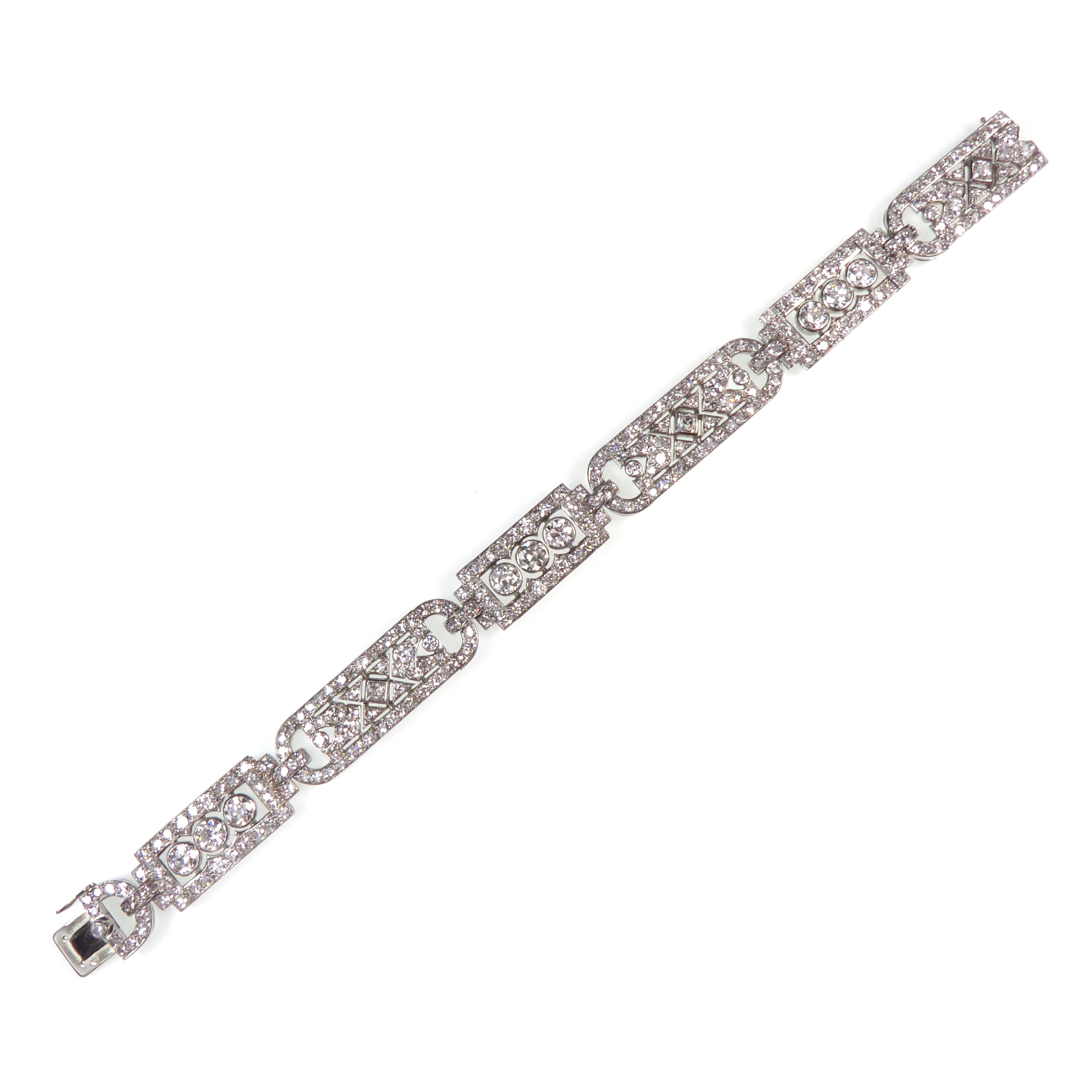 Art Deco diamond strap bracelet by Lacloche, Paris c.1925, alternating ...