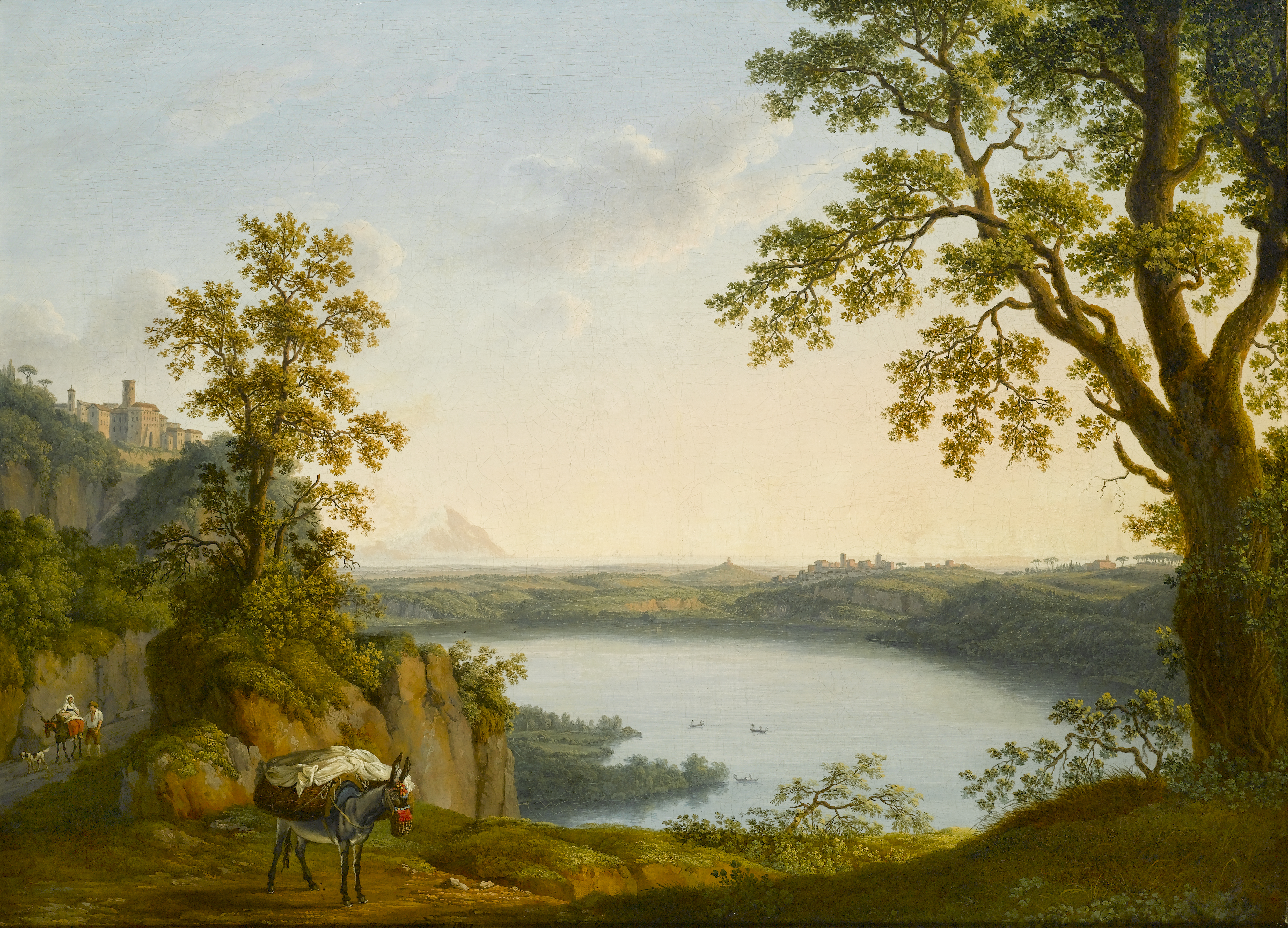 Jacob Philipp Hackert - Lake Nemi from the North, with the Town of Nemi ...